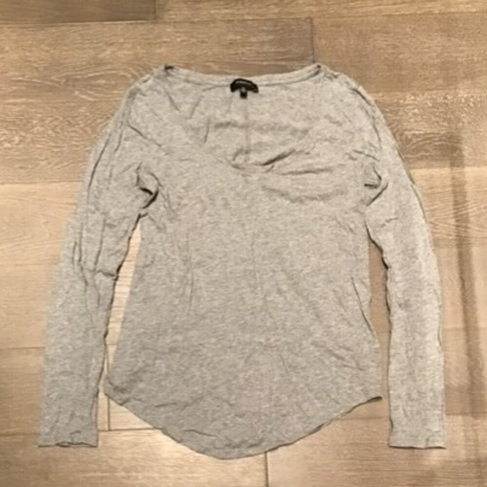 Babaton gray scoop neck long-sleeve top